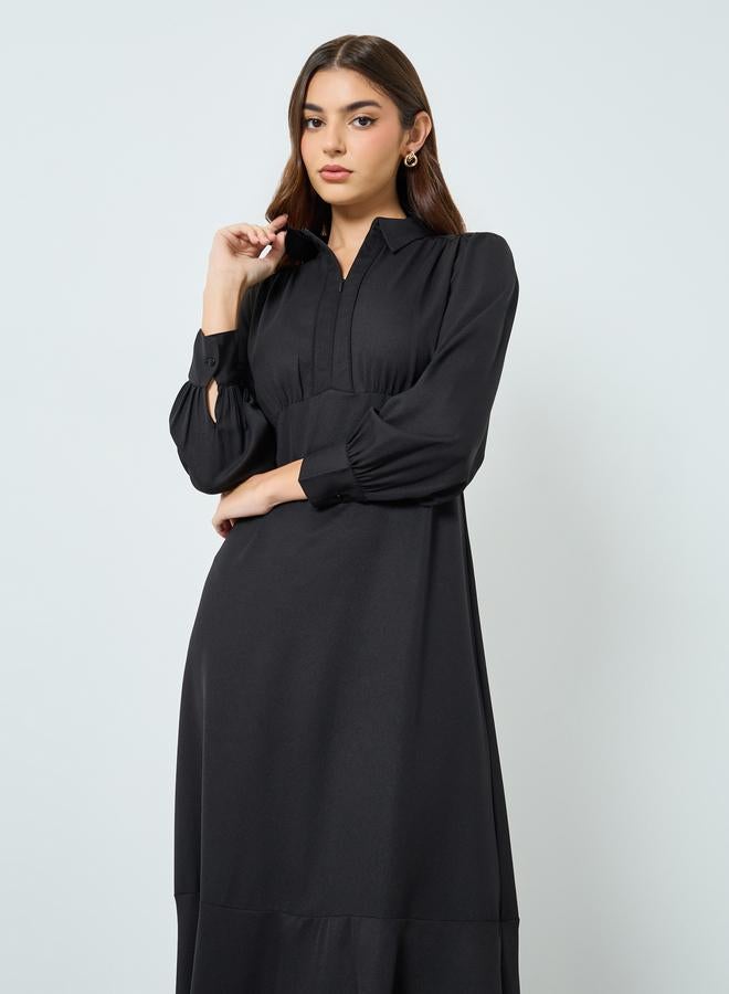 Styli Plain Balloon Sleeve A-Line Maxi Dress - Image 2
